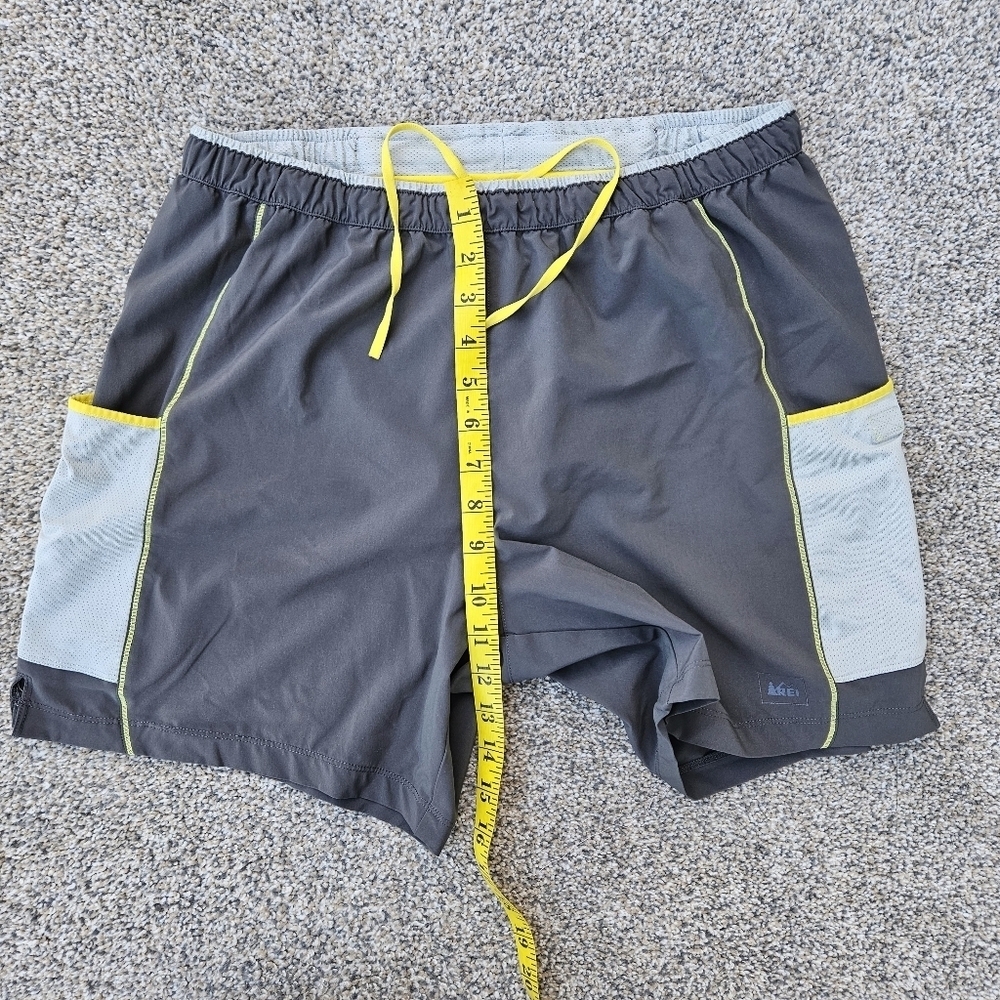 REI Mens Climbing Biking Shorts Gray Black Hip Pockets Outdoor Athletic Medium - Picture 6 of 11